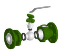 Краны шаровые химические DN 15–200 | FEP / PTFE / PFA | PN 16 / PN 25