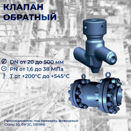 Обратный клапан DN 32, Рраб. 25 МПа, Тр=545 °С, 12Х1МФ, раб. среда - пар