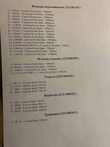 Отводы , переходы , флан​цы нержавейка