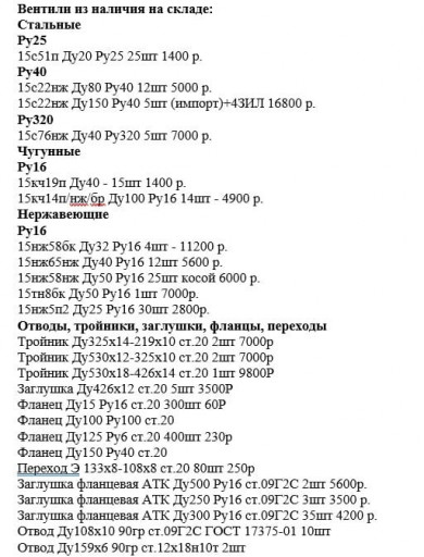Запорная арматура новая