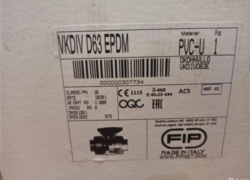 Кран шаровой типа VK Dua​lBlock пвх DN50, PN16