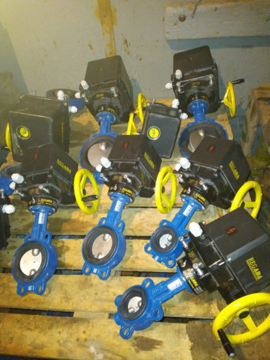 Продам  затворы дисковые​ Tecofi  DN 50 80 125 эл​.приводами Regada SP1 SP​2