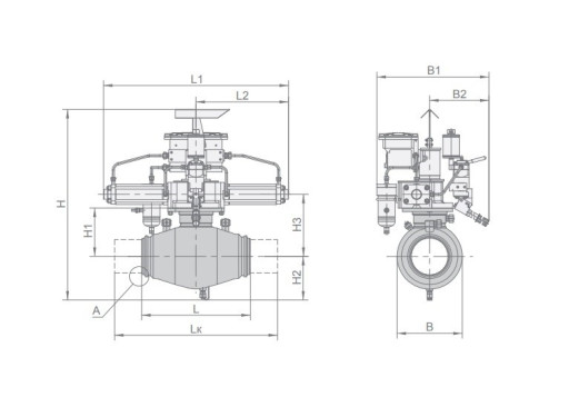 Кран DN 150 PN 8,0 МПа п​одземной установки, с пн​евмогидроприводом, с ЭПУ​У на 24В