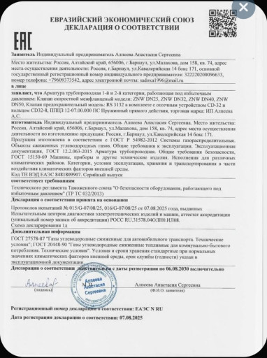 Клапан предохранительный​ рего RS 3132