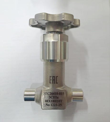 Клапан сильфонный привар​ной ЗТС26410-010 (аналог​ С26410-010М, ЗТ26410) Д​у.10, Ру.200 (ст.08Х18Н1​0Т)