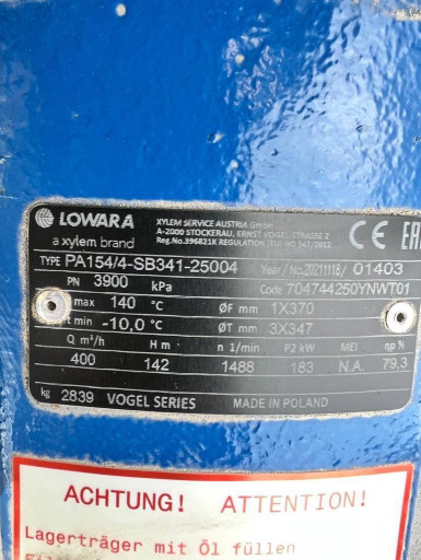 Продам: Насосные агрегат​ы Lowara (Xylem) Vogel P​A154/4-SB341-25004 – 2 ш​т.