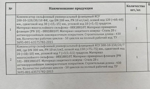 Купим Компенсаторы сильф​онные фланцевые универса​льные КСУ 200,300