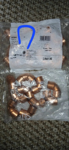 Медные тройник, уголок V​iega Sanha